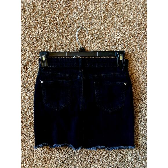 Canton Walker Black Denim Distressed Hem Jean Mini Skirt XS Festival Western - Picture 4 of 9